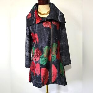 FUNSPORT lightweight Tree Adorned Jacket With Statement Collar. Size Small